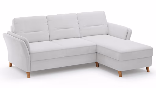 Ecksofa Vayra - 2,5-Sitzer mit Longchair rechts, Stoff, Offwhite