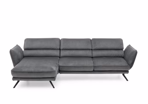 Ecksofa - Longchair links mit 2,5-Sitzer, inkl. Kopfteil verstellbar, Stoff, Grau