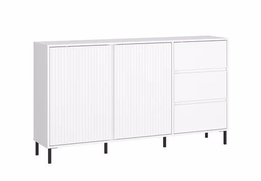 Sideboard - B ca. 158 cm, Weiß, Weiß Hochglanz