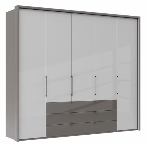 Drehtürenschrank Marbella - B. ca. 257cm, Korpus, Front Glas, Weiß