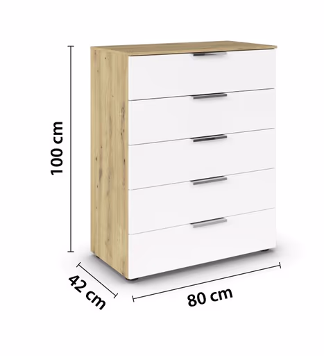 Kommode RIPP- Eiche Dekor, Weiß