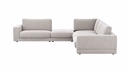 Ecksofa Juni - Ecke links mit 3-Sitzer, Stoff, Hellgrau