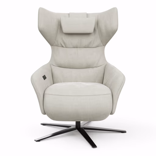 Drehsessel Houston Relax - Größe M, inkl. Relaxfunktion (motorisch), Aufstehhilfe und Kopfstütze, Stoff, Natur