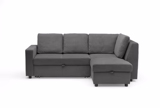 Ecksofa PRO FLEXX - 2-Sitzer, Ecke rechts inkl. Schlaffunktion und Bettkasten, Stoff, Steingrau
