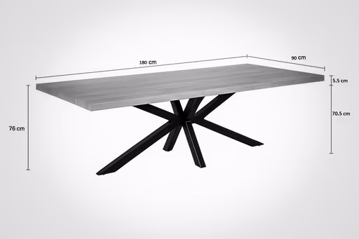 Esstisch - LB ca. 180x90 cm, Mango massiv, Schwarz