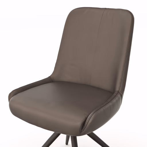 Stuhl Mis - Leder, Dunkelbraun, Drehbar, Gestell, Schwarz