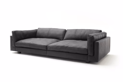 Sofa Aprino 3 - 4-Sitzer XXL, Dickleder, schwarz, Armlehne Kissen