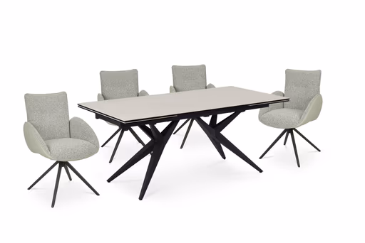 Armlehnstuhl MAURA - drehbar, Stoff, Silberfarben, Latte Macchiato