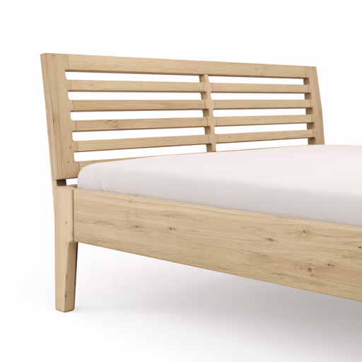 Bettgestell 1660 - Liegefläche ca. 180x200 cm, Wildeiche massiv, bianco geölt