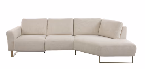 Ecksofa Leona - 2,5-Sitzer mit Ecke rechts, Stoff, Creme