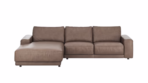 Ecksofa Balok - Longchair groß links mit 2,5-Sitzer, Leder, Dunkelbraun