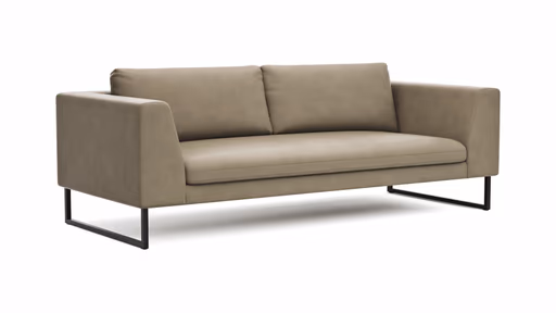 Sofa Helmi - 3-Sitzer, Leder, Cappuccino, Metallkufe