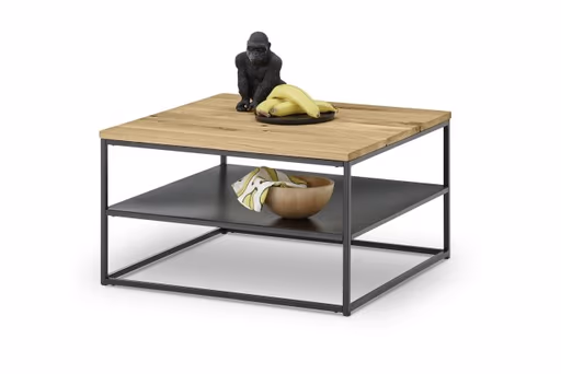 Couchtisch - LB ca. 70x70 cm, Wildeiche Massiv, Schwarz