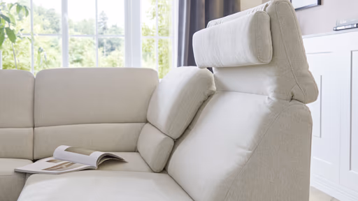 Ecksofa Valera - 3-Sitzer mit Ecke rechts inkl. Rückenlehne verstellbar, Stoff, Natur