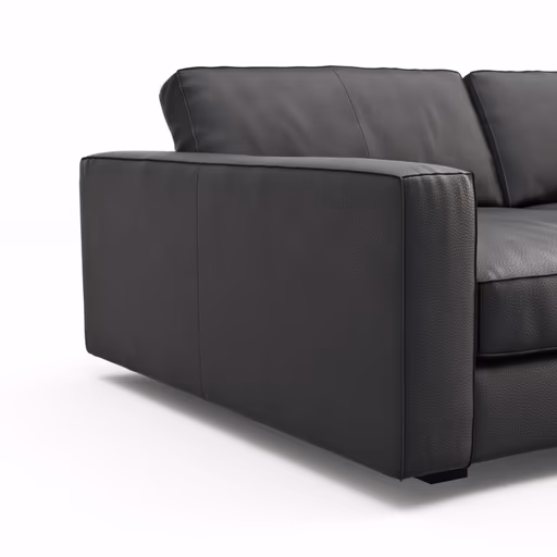 Sofa Aprino 2 - 3,5-Sitzer XXL, Dickleder, Schwarz, Armlehne Block schmal
