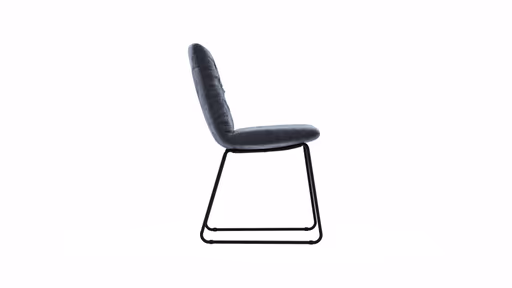 Stuhl Pelle - Stoff, Graugrün, Kufe, Schwarzgrau