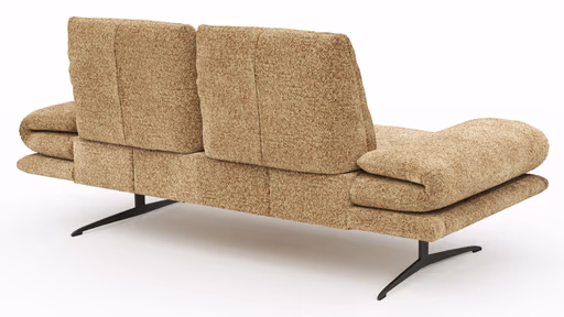 Ecksofa Lucero 2.0 - Longchair mit 2-Sitzer rechts inkl. Rückenlehne verstellbar, Stoff, Cognac