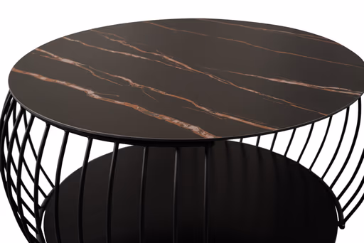 Couchtisch - Ø/H ca. 80x46 cm, Stein dunkel, Schwarz