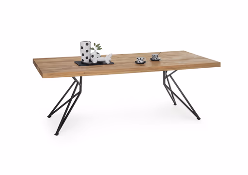 Esstisch - LB ca. 200x100 cm, Wildeiche massiv geölt, Schwarz