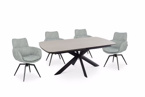 Armlehnstuhl MAXINE - drehbar, Stoff, Petrol