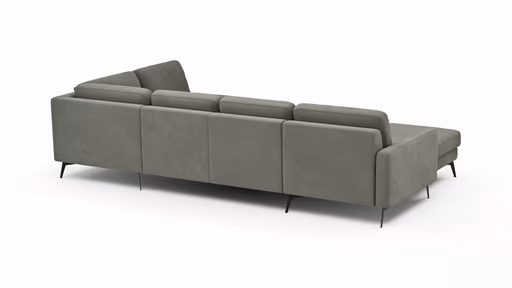 Wohnlandschaft Enna - Longchair links, 2,5-Sitzer, Ecke rechts, Stoff, Grau