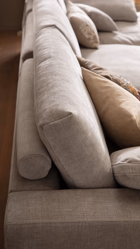 Ecksofa Palmdale - 3-Sitzer mit Longchair rechts, inkl. Kissen, Stoff, Graubeige