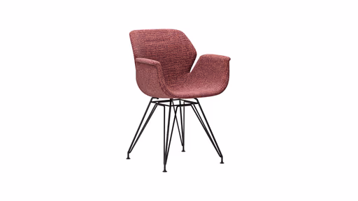 Armlehnstuhl Tooon - Stoff Weinbeere, Gestell Metall, Schwarz
