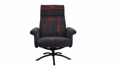 TV-Sessel MORTON mit Hocker - drehbar, Relaxfunktion, Stoff, Grau