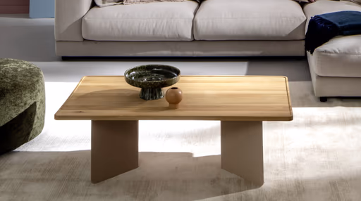 Couchtisch Olai - LHB ca. 120x39x65 cm, Asteiche massiv, Metall, Schwarz