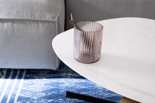 Beistelltisch Eir - LBH ca. 60x60x32 cm, Keramik, Weiß