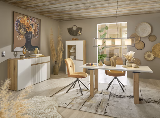 Stuhl MANOA - drehbar, Stoff, Senfgelb