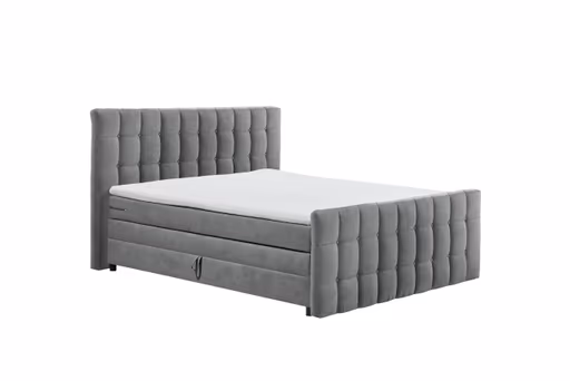 Boxspringbett - Liegefläche ca. 180x200 cm, Stoff, Dunkelgrau