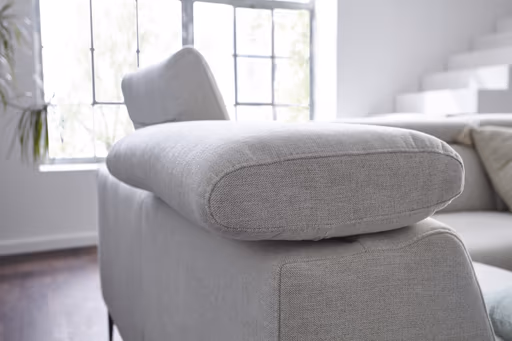 Ecksofa Felipa - Ecke links mit 2,5-Sitzer inkl. Armlehne verstellbar und Rückenlehne/Sitztiefe verstellbar (motorisch), Stoff, Natur