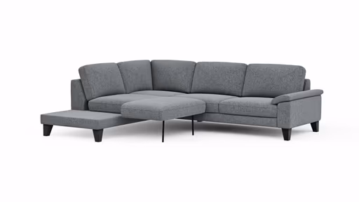 Ecksofa Oviedo - Ecke links mit 2,5-Sitzer inkl. Drehsitz, Stoff, Grau