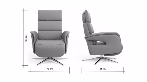 Relaxsessel Amila - Größe M, inkl. Relaxfunktion und Kopfteilverstellung, Leder, Rauchbraun