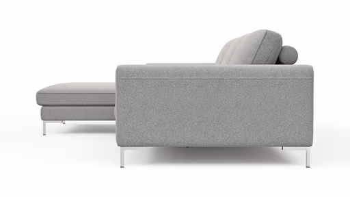 Ecksofa Solano - Longchair Links mit 2,5-Sitzer, Boucle, Hellgrau