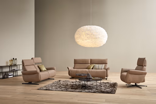 Sofa - 3-Sitzer, Relaxfunktion motorisch, Leder, Braun