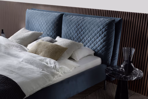 Polsterbett Farenza - Liegefläche ca. 180x200 cm, Velour, Azurblau