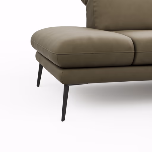 Sofa Elena - 2,5-Sitzer, Kopfteil/Armlehne verstellbar, Leder, Olive