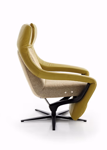 Sessel - Relaxfunktion motorisch, Stoff/Leder, Gelb/Grün
