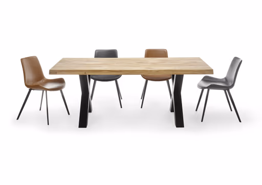 Esstisch - LB ca. 220x100 cm, Wildeiche massiv geölt, Baumkante, Schwarz