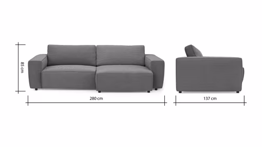 Sofa Lilaia - 1,5-Sitzer XL mit 1,5-Sitzer XL Tief, Stoff, Creme