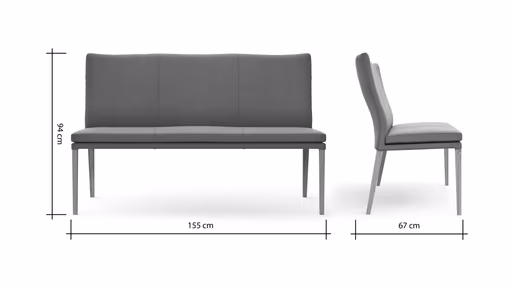 Polsterbank Tuma - Breite ca. 155 cm, Leder, Graubraun