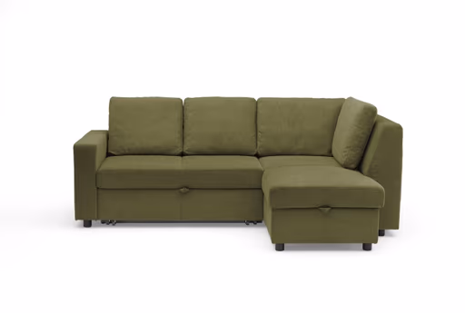 Ecksofa PRO FLEXX - 2-Sitzer, Ecke rechts inkl. Schlaffunktion und Bettkasten, Stoff, Olive
