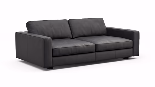 Sofa Aprino 2 - 3,5-Sitzer XL, Dickleder, Schwarz , Armlehne Block schmal