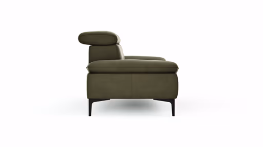 Sofa Felipa - 3-Sitzer inkl. Kopfteil verstellbar, Leder, Olive