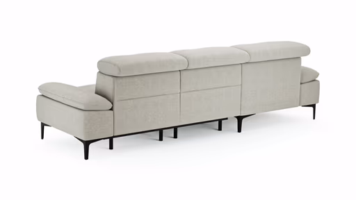 Ecksofa Felipa - Longchair links mit 2,5-Sitzer inkl. Armlehne verstellbar und Rückenlehne/Sitztiefe verstellbar (motorisch), Stoff, Natur