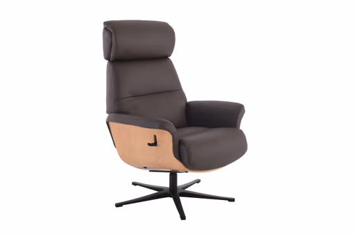 TV-Sessel MOANI mit Hocker - drehbar, Relaxfunktion, Kopfteilverstellung, Leder, Dunkelbraun