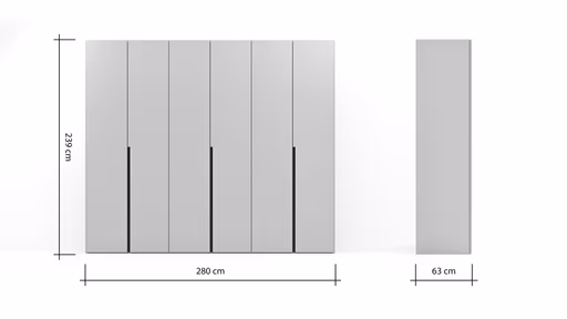 Drehtürenschrank Loretto - B ca. 280 cm, Lack matt, Weiß