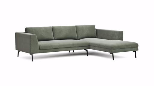 Ecksofa Helmi - 2,5-Sitzer, Longchair rechts, Stoff, Eukalyptus